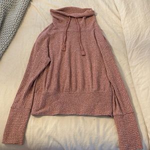 Anthropologie Turtleneck Pink Waffle Sweater